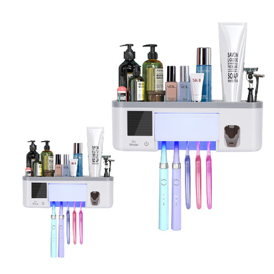 ABS Uv فرشاة الأسنان المطهر حامل معجون الأسنان موزع متعدد الوظائف تخزين الرف USB شحن