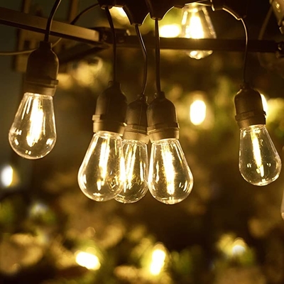 أضواء سلسلة LED في الهواء الطلق مع مصابيح شاتيربروف حديقة معلقة أضواء الفناء الخلفي
