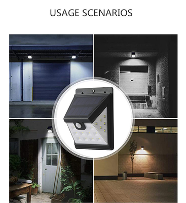 حساس حركة ذكي يعمل بالطاقة الشمسية مصباح حائط LED 22 LED ABS 3.7V