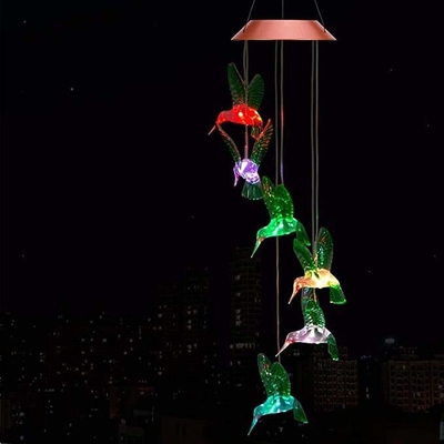 الصمام متعدد الألوان RGB هدية للطاقة الشمسية الخفيفة الطائر الطنان ريح الدقات عطلة الديكور