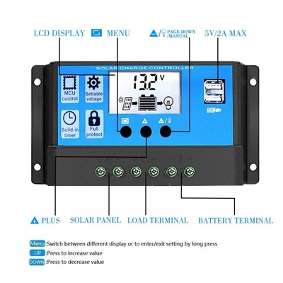 30A PWM الشمسية منظم شحن جهاز التحكم في التفريغ 12V 24V 1920W لبطاريات الليثيوم
