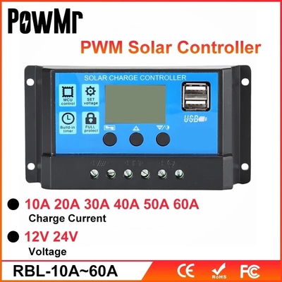 منظم تحكم لوحة الشحن بالطاقة الشمسية PWM 10A 20A 30A 40A 12V 24V 36V 48V
