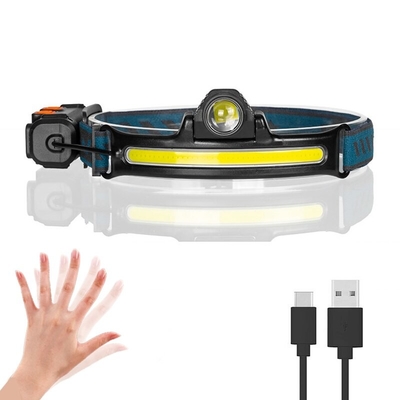 USB كشافات تحريض قابلة لإعادة الشحن Zoom COB LED مصباح أمامي مدمج في بطارية مصباح يدوي متعدد الوظائف 6 أوضاع رأس الشعلة
